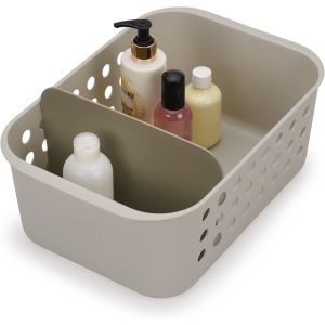 EasyStore-Panier de rangement pour accessoires de salle de bains avec séparateur mobile-Grand,Beige - Neuf