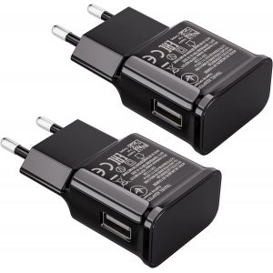 JGD-2-Pack Chargeur USB 15W Prise de Charge Compatible avec Samsung S21 S20 S10 S6 S7 S8 S9 / Edge/Plus/Active, A20e, Z Flip3, Z Fold2 5G, Note 5 8, Note 9 10, Chargeur Rapide d'origine de Remplaceme - Neuf