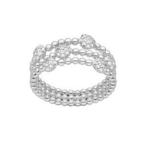 Bague Argent&eacute;e Multi Anneaux Et Cercles Sertis - Neuf