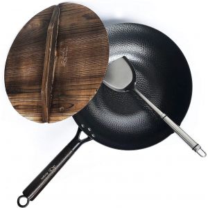 Subzonal-Wok En Acier Au Carbone Pour Cuisini&egrave;res &Eacute;lectriques, &Agrave; Induction Et &Agrave; Gaz (Couvercle, Spatule Et Guide D'utilisation Vid&eacute;o (Fran&ccedil;ais Non Garanti) Inclus) - Neuf