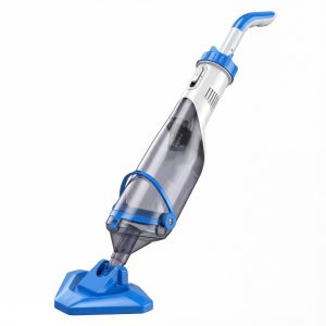 Aspirateur de piscine sans fil autonomie 60 min. 1200 l/h manche t&eacute;lescopique blanc bleu - Neuf