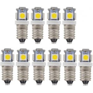 Paquet De 10 Ampoules Led E10 9v Cool White 5smd 5w (Blanc Froid,9v)-Yuhao - Neuf