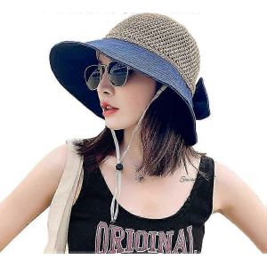 Chapeau De Soleil Pour Femmes,Chapeau De Soleil Pour Dames Chapeau De Paille Pliable À Large Bord,Été - Neuf