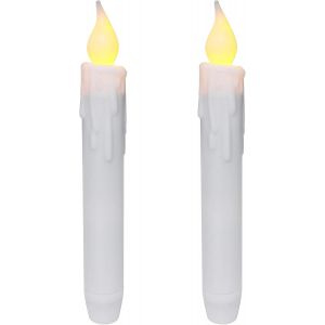 Kalsw-Chandelles À Flamme Vacillante Led Drip Flameless Candles,Alimentées Par Piles Avec Minuterie,Blanches,17,1 Cm,Lot De 2 - Neuf