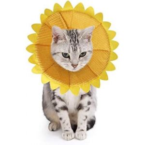 Chien Chat Anti-Morsure Des Colliers De Protection Réglable Confortable Cône De Récupération De Collier Pour Chien Et Chat Mignon De Tournesol Motif Jaune(M) - Neuf