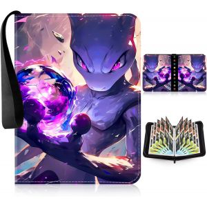 Mdy-50 Pages 400 Cartes Classeur, Classeur Carte Avec Fermeture Éclair, Album Carte Avec Portable Poignée, Range Carte, Porte Carte Cuir Imperméable, Convient Aux Collections De Cartes Pour Enfants - Neuf