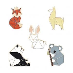 5 Pcs Animal &Eacute;mail &Eacute;pingles Ensemble Dessin Anim&eacute; Renard Panda Koala Alpaga Lapin &Eacute;pinglette Broches Badges Pour Ba - Neuf