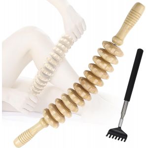Rouleau De Massage Musculaire Masseur Anti Cellulite Manuel Baton De Massage Bois Avec Gratte Dos T&eacute;lescopique Rouleau De Maderotherapie Soulager Muscle Pour Jambes Dos Corps - Neuf