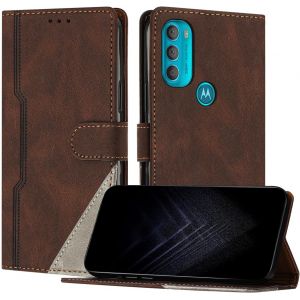 KAL-&Eacute;tui Pour Motorola Moto G71 5G, Housse En Cuir Pu Avec [Protection Antichoc Tpu] [Fonction Support] [Porte-Cartes ] Antichoc Magn&eacute;tique Coque Pour Moto G71 5G - Marron - Neuf