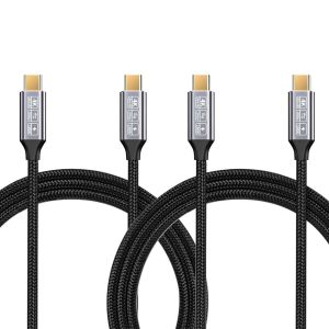 THEF-cable usb c 2m, [2M/Lot de 2] USB 3.1 10gbps 100W USBC Charge Rapide,Transmission Video 4K@144Hz Câble USB C vers USB C Pour iPhone16,MacBook,smartphone Mobiles, Moniteurs,Laptop - Neuf