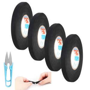 Chenquansarl-Ruban Adhésif En Tissu - Lot De 4 Rubans De Câblage Ruban Adhésif Pour Faisceaux De Câbles 19 Mm X 15 M,Ruban Isolant Faisceaux De Câbles Auto-Soudants, Rubans Adhésifs Noir Pour Voiture - Neuf