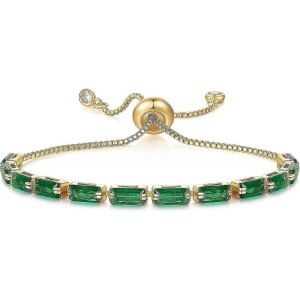 Bracelet De Tennis Pour Femmes,Zircone Cubique Plaqu&eacute; Or 14 Carats Bracelets Coulissants R&eacute;glables Bijoux Tendance Cadeau Pour Les Filles - Neuf