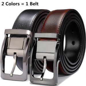1pcs Hommes Cuir Véritable Ceinture Réversible Boucle Tournée Deux En Un Grand Et Grand Et Grand - Neuf