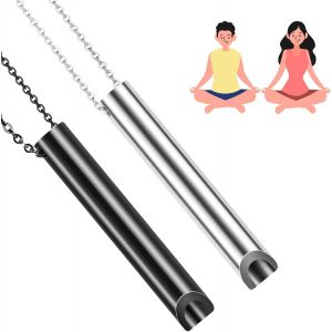 Trahoo-Collier De Respiration 2 Pièces, Collier Anti-Stress Respirant En Acier Inoxydable, Collier Anti-Anxiété Pour Exercices De Respiration, Femmes Hommes - Neuf