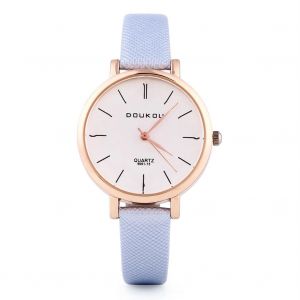 Casual Femmes Femme Analogique Quartz Montre-Bracelet Bracelet Silicone Simple Blanc Cadran Montre Cadeau (Bleu) - Neuf