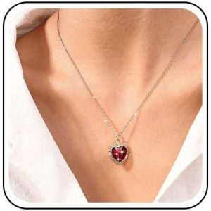 Kal-Collier Coeur Cristal Vintage Cha&icirc;ne Collier Pendentif Coeur Argent Zircone Cubique Collier Coeur Amour Collier Ras De Cou Coeur Cz Bijoux Pour Femmes - Neuf