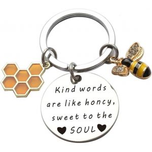 Kal-1 Pièce De Porte-Clés Pendentif Abeille, Cadeau Meilleur Ami, Cadeau De Remerciement, Cadeau De Compagnon - Argent - Neuf