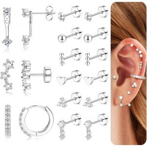 Tianyi-Boucles D'oreilles Femmes Acier Inoxydable Petites Boucles D'oreilles Argent Cr&eacute;oles Or Piercing Oreille Cartilage Clous D'oreilles Hypoallerg&eacute;niques Lot Boucles D'oreilles Femme Or - Neuf