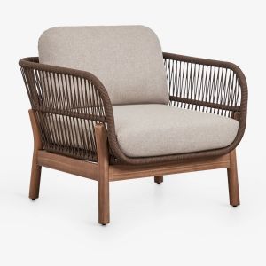 Fauteuil De Jardin En Bois D'acacia Et Corde Tress&eacute;e Karvia Brun Acacia - Neuf