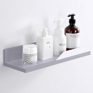 TIANYI-&Eacute;tag&egrave;re Autocollante Salle de Bain Etag&egrave;re Douche sans Percage Grise en Plastique Porte Shampoing Douche Adh&eacute;sive Tablette Mural avec Protection Blanc - Neuf