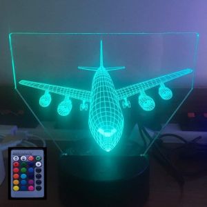 3d Avion Led Lampe Art D&eacute;co - D&eacute;coration Lumi&egrave;res Led Avec Contr&ocirc;le &Agrave; Distance 7/16 Couleurs - Usb Powered - Cadeau Enfants Anniversaire No&euml;l[Vei9272464] - Neuf
