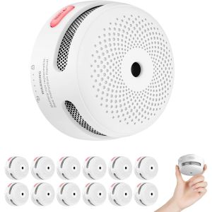 Mini-D&eacute;tecteur de Fum&eacute;e avec 10 Ans d'Autonomie, D&eacute;tecteur de Fum&eacute;e Conforme &agrave; la Norme en 14604, D&eacute;tecteur d'Incendie avec Capteur Photo&eacute;lectrique, XS01, Lot de 12 - Neuf
