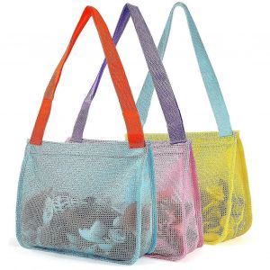 Paquet de 3 sacs de plage en maille pour les jouets de sable pour enfants, sac de collecte de coquillages pour jouets de plage Accessoires de natation pour gar&ccedil;ons filles (uniquement des sacs) - Neuf