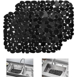 Eryi-2 Pcs Tapis D'évier En Plastique 40 * 30cm, Tapis Protection Evier Cuisine, Tapis Evier Cuisine Egouttoir, Tapis Égouttoir D'évier De Cuisine Noir, Tapis D'égouttement Pour Vaisselle - Neuf