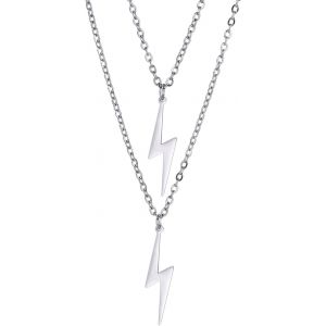 Kal-Collier Avec Pendentif En Forme D'éclair Pour Homme Et Femme - En Acier Inoxydable - Style Punk - Cadeau Inspirant - Unisexe - Neuf