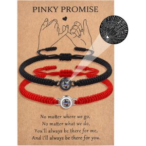 Kal-2pcs Bracelet Couple Cadeau Couple Projection Des 100 Langues De Je T'aime Assorti Bracelet Couple Amoureux Amulette Cadeaux Pour Petit Ami Petite Amie Maris Saint-Valentin Anniversaires - Neuf