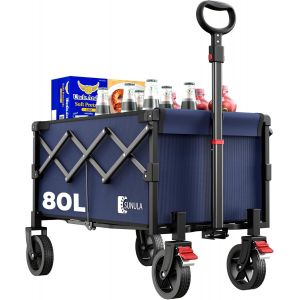 Chariot De Transport Pliable Petit 80 L 100 Kg - Chariot &Agrave; Main Pliable Avec Poids Propre R&eacute;duit De Moiti&eacute; - Chariot Tout-Terrain Avec Freins - Noir - Neuf