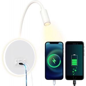 LED lampe murale table de chevet lampe murale de lecture 12W LED lampe murale spot dimmable 3W + 9w 3000k lumière chaude (Chargement USB noir) - Neuf