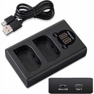 LP-E6N Chargeur Batterie USB Rapide Double LCD Léger Compact pour Batterie Canon LP-E6 LP-E6N LP-E6NH Compatible avec Canon EOS R5 R6 R7 R 5D-Mark-IV/III/II 5DS 5DS-R 6D-Mark-II 7D-Mark-II 90D 80D - Neuf