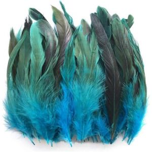 100pcs Plumes De Coq Naturelles,Décoration De Plumes De Coq Teintes,Plumes Naturelles Pour L'artisanat,Bricolage - Neuf