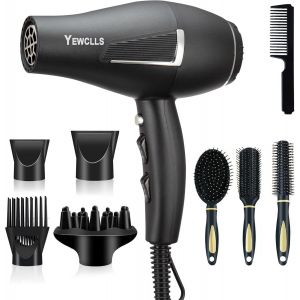 S&egrave;che-Cheveux Ionique Salon De S&eacute;chage Rapide 2100w S&egrave;che-Cheveux Professionnel 2 Concentrateur 4 Peignes 1 Diffuseur Salon Familial &Agrave; Friser Avec Bouton Froid (Noir) - Neuf