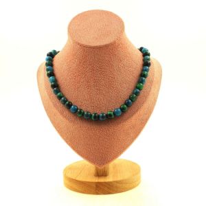 Collier Perles Oeil De Tigre Vert + Apatite 8 Mm Chaine En Acier Collier Femmes, Hommes. Taille Personnalisable. - Neuf