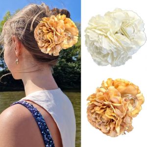 Kal-2 Pièces Pince Cheveux Femme Fleur Accessoire Cheveux Mode Clip Idéale Pour Coiffures Tous Les Jours Et Fête(Blanc Et Jaune) - Neuf
