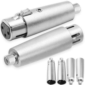 RCA Femelle vers XLR 3 Broches Mâle Adaptateur de Prise Femelle Jack Convertisseur Audio Prise Coupleur Connecteur pour Amplificateur Stéréo,Argent,6 Pcs - Neuf