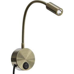 Kalsw-Liseuse Murale-Lampe De Lecture Au Lit 3w-Applique Liseuse Avec Interrupteur+Prise-Câble De 1,8 M-6000k-360° Col Cygne Flexible-Bronze - Neuf