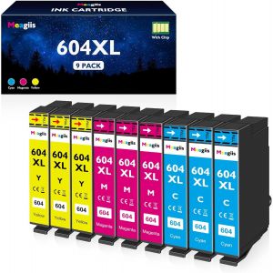 604XL Cartouches d'encre couleur de rechange pour Epson 604 cartouches d'encre pour Epson XP2200 XP-3200 XP-2205 XP-3205 WF-2930DWF WF-2910DWF (3 jaunes,3 cyans,3 magenta) - Neuf