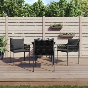 Prolenta Premium - Ensemble &Agrave; Manger De Jardin 5 Pcs Coussins R&eacute;sine Tress&eacute;e Acier - Neuf