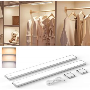 Subzonal-Reglette Led Cusine Sous Meuble 40cm Aimant&eacute;e, 186 Leds Rechargeable Usb Sans Fil Lampe De Placard &Agrave; D&eacute;tecteur De Mouvement Interieur 3 Couleurs Lumi&egrave;re R&eacute;glable Pour Armoire Escalier Bureau - Neuf