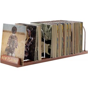 MEVRONISSHOP-Now Playing Support de rangement pour disques vinyles 150 LP avec rainures antid&eacute;rapantes, support de disque vinyle rotatif Wood Now pour albums, emballage cadeau - Neuf