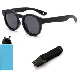 Kalanka-Lunette Soleil Bebe R&eacute;glable Lunette Soleil Enfant Avec Cordon Mousqueton Et &Eacute;tui De Rangement Accessoires De Protection Solaire Pour Gar&ccedil;ons Filles Pour Plage Alpinisme Camping V&eacute;lo - Neuf