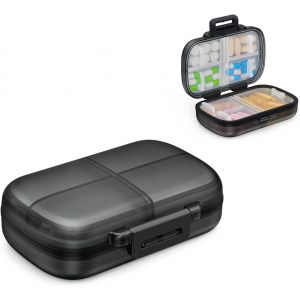 KALANKA-Pilulier Semainier 7 Jours, 1 Pack Semainier Medicament Portable avec Syst&egrave;me de Fermeture Ergonomique, Pillulier Compacte avec 7 Compartiments Profonds pour Huiles de Poisson, Vitamines (Noi - Neuf