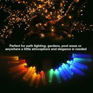 Hjlian Lampe Solaire Etanche A 20 Led, 5 M, En Forme De Glacon, Decoration D'exterieur Coloree Pour Noel - Neuf