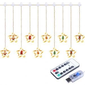 HJLIAN Guirlande lumineuse de Noel a LED, etoile, sapin de Noel, bonhomme de neige, Pere Noel, pour decoration interieure et exterieure, fete, mariage, vacances - Neuf