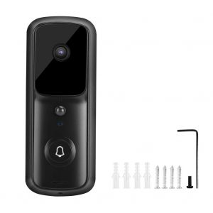Interphone video sans fil 1080P, systeme de visiophone etanche avec vision nocturne, noir - Neuf