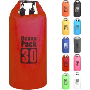 KALANKA-Rouge 30L Sac étanche Polyvalent, 2L/5L/10L/15L/20L/30L Waterproof Dry Bag avec Longue Bandoulière Réglable Sac à Dos Confort Imperméable pour Bateau/Kayak/Pêche/Rafting/Natation/Camping/Snow - Neuf