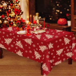 Chenquansarl-Nappe De Noël Rectangulaire Pour Décoration De Table De Noël - 150 X 180 Cm - Rouge - Neuf